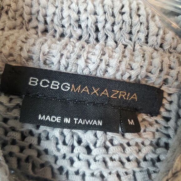 BCBG Maxazria Knit Long Cardigan Sweater Gray Duster Size Medium Button Front - Picture 8 of 13